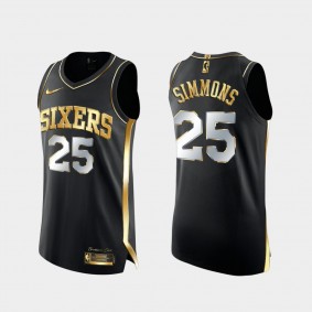 2020-21 Philadelphia 76ers Ben Simmons Black Golden Edition Jersey 3X Champs Authentic