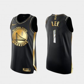 2020-21 Golden State Warriors Damion Lee Black Golden Edition Jersey 6X Champs Authentic
