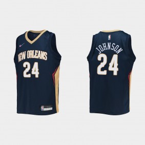 2021-22 New Orleans Pelicans #24 Alize Johnson 75th Anniversary Icon Navy Jersey Youth