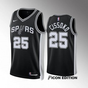Sidy Cissoko San Antonio Spurs 2022-2023 Icon Edition Black #25 Jersey 2023 NBA Draft