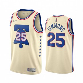 2020-21 Philadelphia 76ers Ben Simmons Earned Edition Cream #25 Jersey