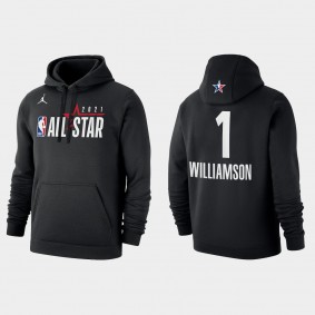 2021 NBA All-Star New Orleans Pelicans Zion Williamson #1 Official Logo Black Hoodie Reserves