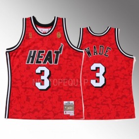 2022 BAPE Miami Heat Dwyane Wade Red Jersey 3 Camo Tanktop Men's Jersey Shirt