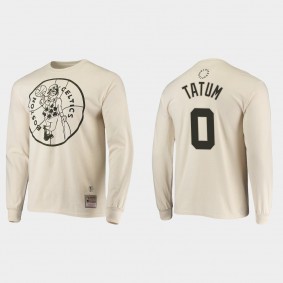 Boston Celtics long sleeve Hardwood Classics #0 Jayson Tatum Cream T-shirt