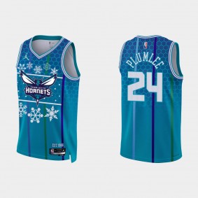 Charlotte Hornets Mason Plumlee #24 Blue NBA 75th 2021 Christmas Gift Jersey for men