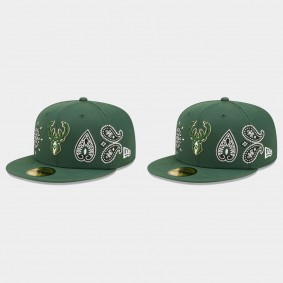 Milwaukee Bucks Hunter Green 59FIFTY Fitted Paisley Hat