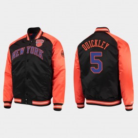 New York Knicks Immanuel Quickley NO. 5 Raglan Reload 3.0 Black Jacket Hardwood Classics