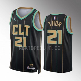 Charlotte Hornets JT Thor 2022-23 City Edition Black #21 Jersey Swingman