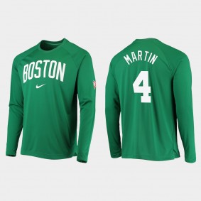 Boston Celtics #4 Kelan Martin 75th Anniversary Raglan Long Sleeve T-shirt Kelly Green