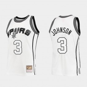 Keldon Johnson #3 San Antonio Spurs White Outdated Classic Mitchell Ness Jersey