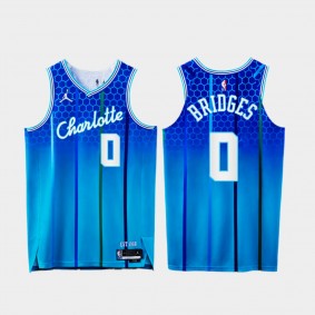 Miles Bridges #0 Hornets NBA 75th Authentic Jersey 2021-22 City Edition Teal Uniform