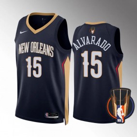 2023 NBA Cup Patch Jose Alvarado New Orleans Pelicans Navy #15 Jersey Icon Edition