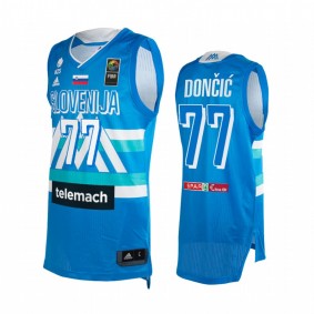 Luka Doncic Slovenia Basketball #77 Blue 2021 First Olympics Berth Jersey