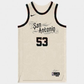 San Antonio Spurs Cream #53 Jersey Emilio Navaira NBA Artist Series