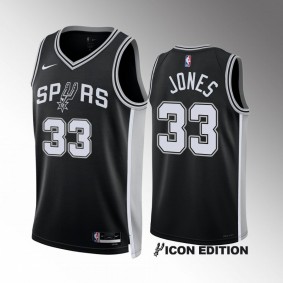 San Antonio Spurs Tre Jones 2022-23 Icon Edition Black #33 Jersey Swingman