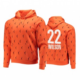 A'ja Wilson WNBA Allover Logowman Las Vegas Aces Orange Hoodie Unisex