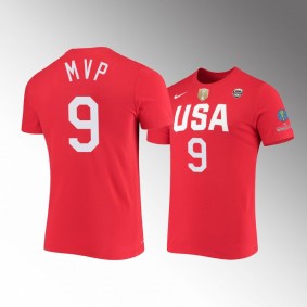 A'ja Wilson 2022 FIBAWWC MVP USA Red T-Shirt