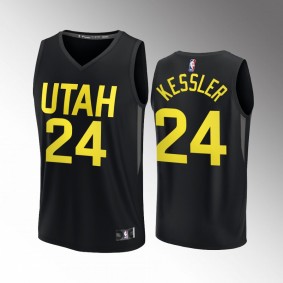 Utah Jazz #24 Walker Kessler Statement Edition Jersey 2022-23 Fast Break Player Black
